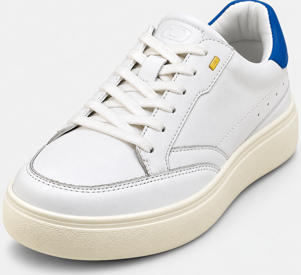 Men's White Flat Sole Lace Up Leather Sneaker (ID3091)