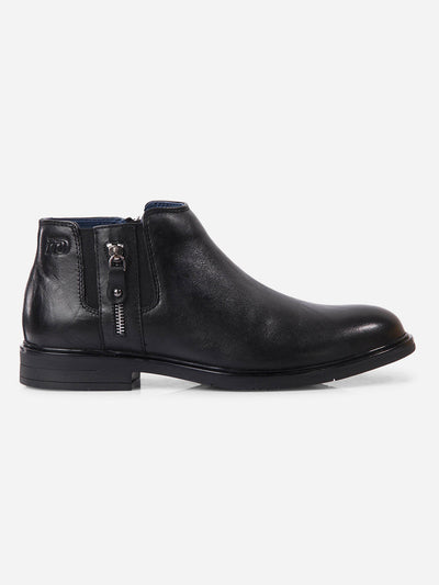 Men's Black Round Toe Casual Slip On Boots (ID2273)-Boots - iD Shoes