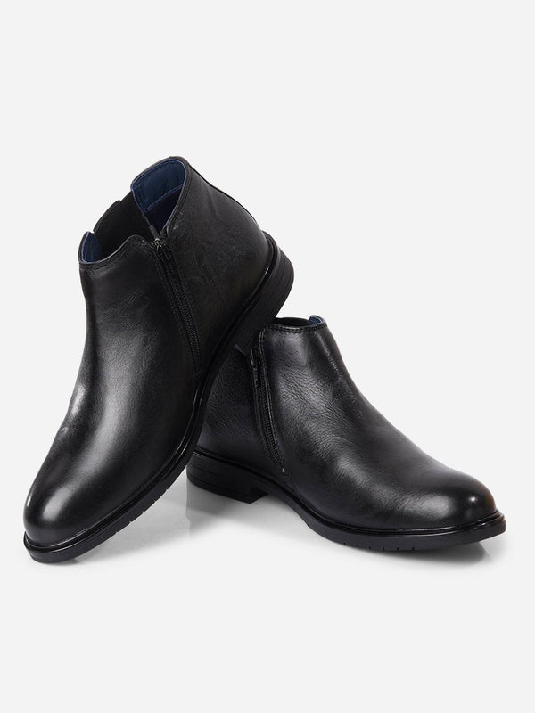 Men's Black Round Toe Casual Slip On Boots (ID2273)