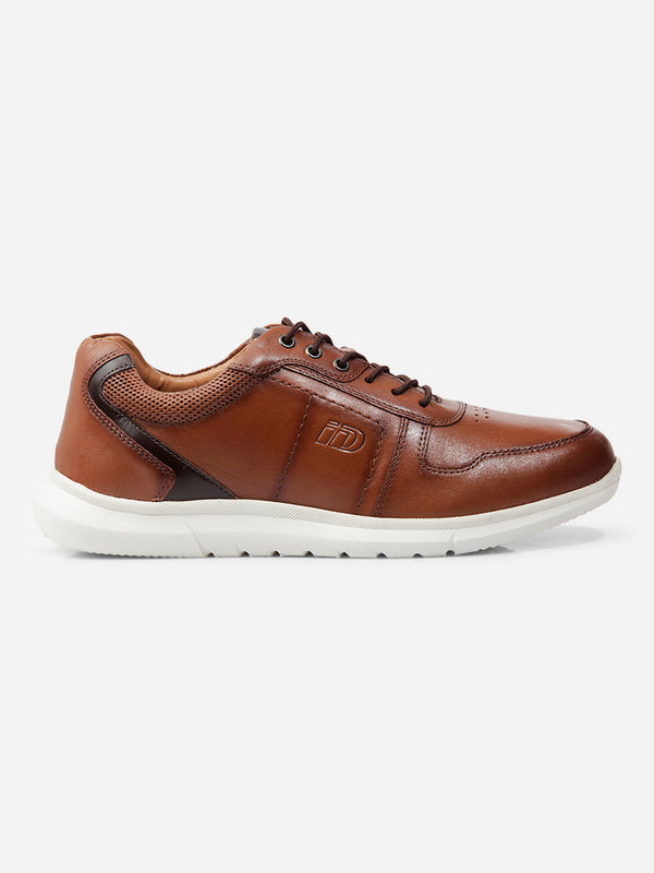 Men's Tan Regular Toe Lace Up Leather Sneaker(ID3086)