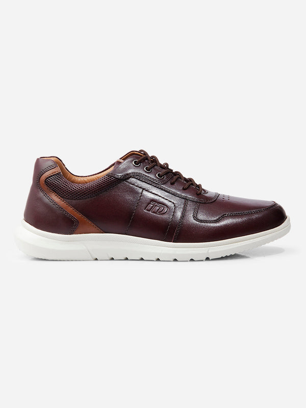 Men's Wine Regular Toe Lace Up Leather Sneaker (ID3086)