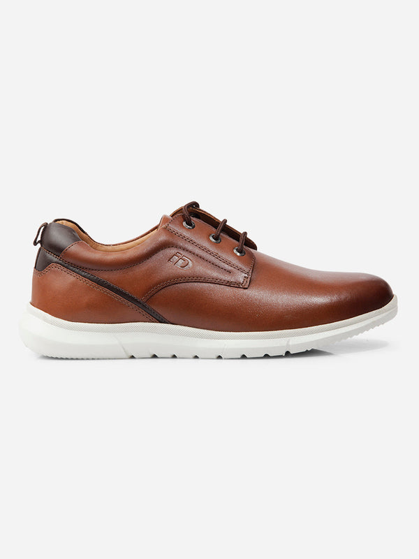 Men's Tan Round Toe Lace Up Leather Sneaker (ID3087)