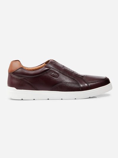 Men Wine Leather Sneaker (ID3088)-Sneakers - iD Shoes