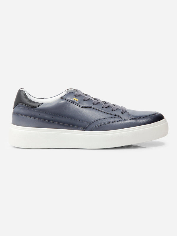 Men's Grey Flat Sole Lace Up Leather Sneaker (ID3091)