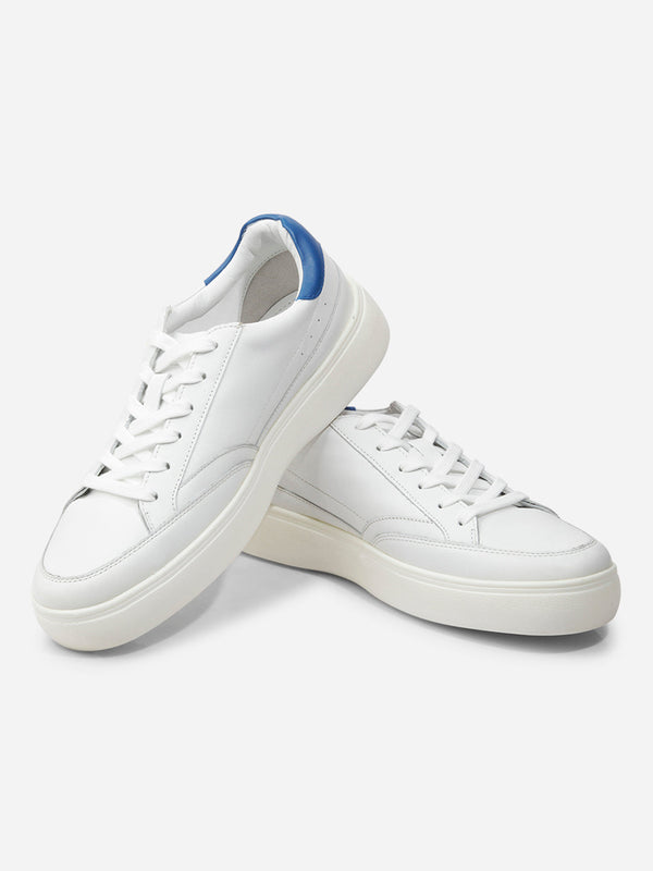 Men's White Flat Sole Lace Up Leather Sneaker (ID3091)