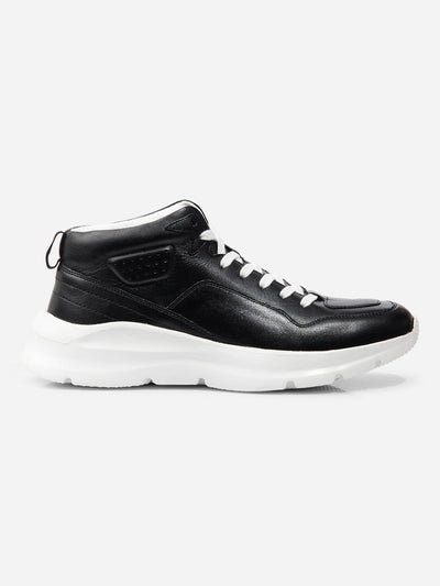 Men Black Leather Sneaker (ID3093)-Sneakers - iD Shoes