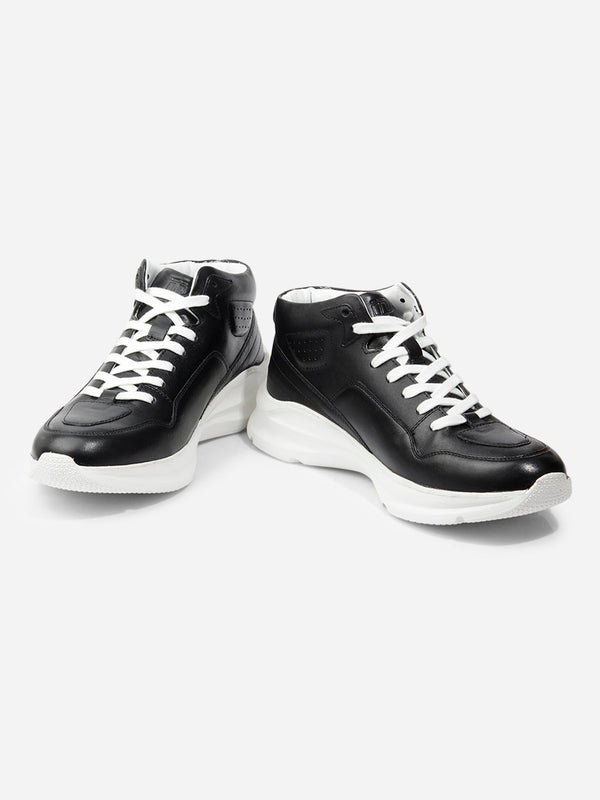 Men's Black Ankle Height Lace Up Leather Sneaker (ID3093)