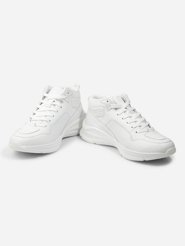 Men's White Ankle Height Lace Up Leather Sneaker (ID3093)