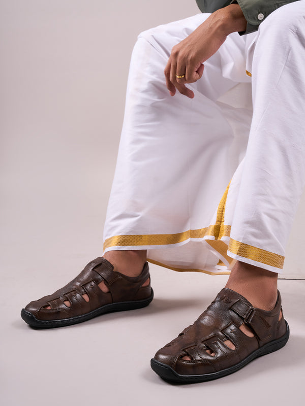 Men's Brown Hurache Casual Sandal (ID4033)