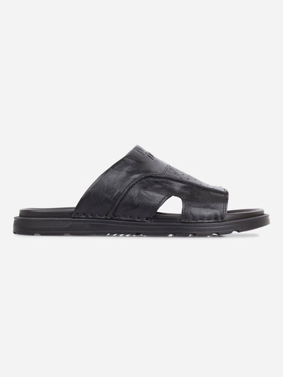 Men's Black Slip On Sandal (ID4243)-Sandals/Slippers - iD Shoes