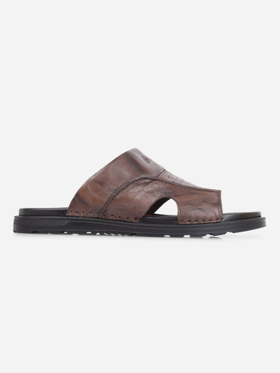 Men's Brown Slip On Sandal (ID4243)-Sandals/Slippers - iD Shoes