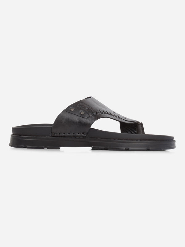Men's Black Smart Casual Thong Sandal (ID4245)