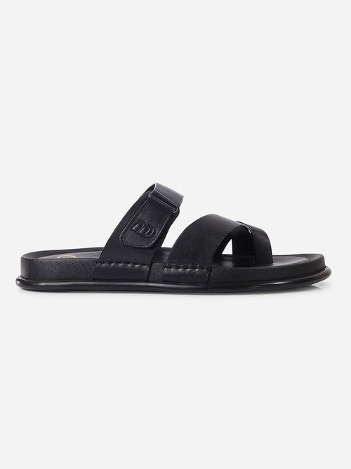 Men's Black Cross Strap Sandals (ID4269)