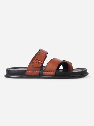 Men's Tan Cross Strap Sandals (ID4269)-Sandals/Slippers - iD Shoes