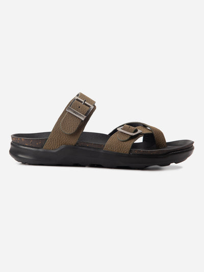 Men's Olive Strap Sandals (ID4270)-Sandals/Slippers - iD Shoes