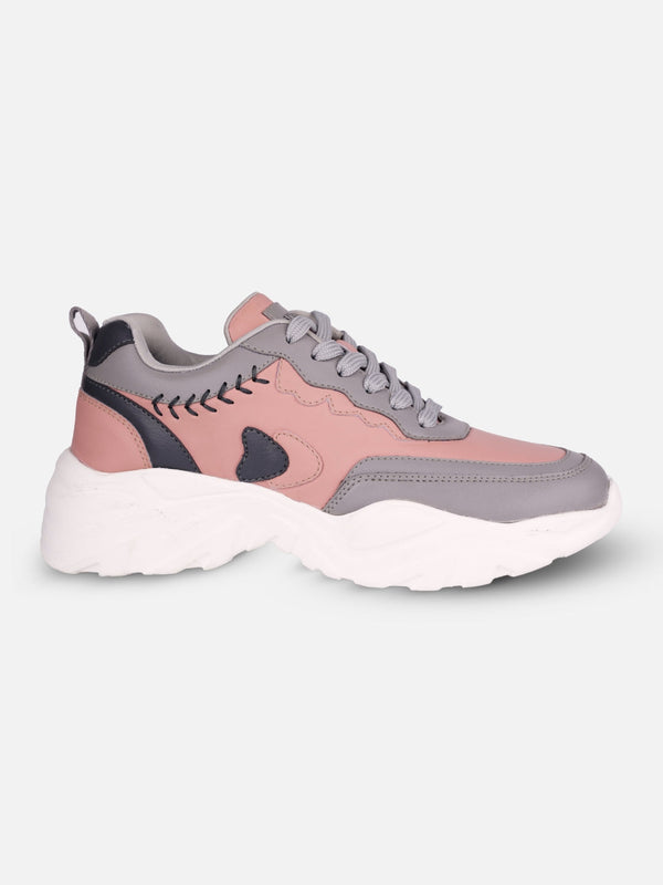 Women's Pink/Grey All Seasons Wearing Sneakers (IU1002)