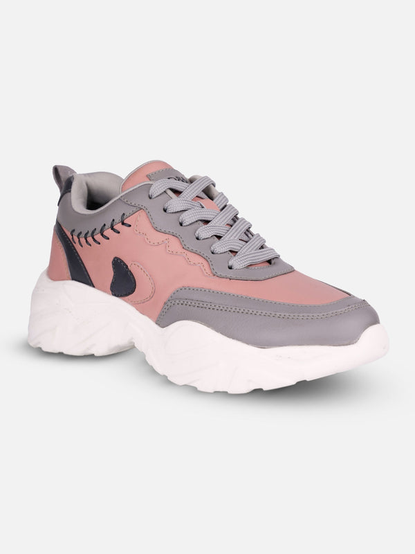 Women's Pink/Grey All Seasons Wearing Sneakers (IU1002)