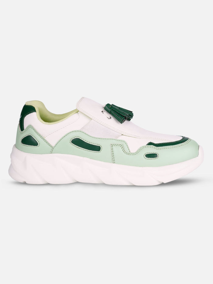 Women's White/Green All Seasons Wearing Sneakers (IU1004)