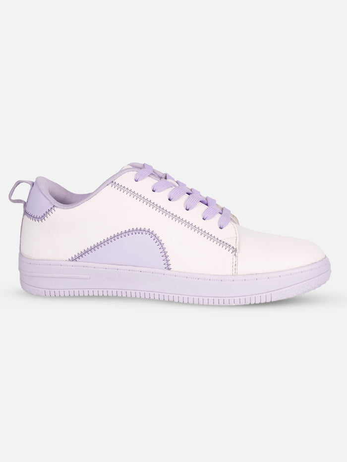 Women's White/Lilac Platform Sneakers (IU1015)