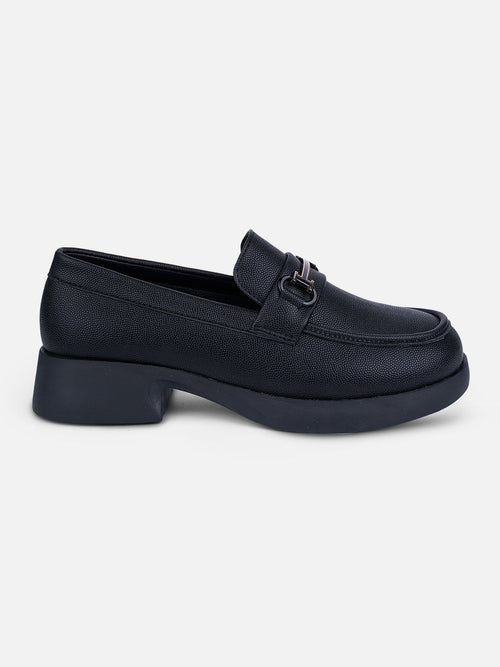 Women's Black Block Heel Slip On (IU2004)