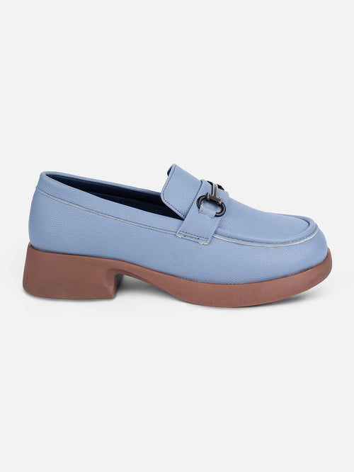 Women's Sky Blue Block Heel Slip On (IU2004)
