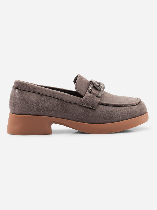 Women's Grey Chunky Casual Loafers (IU2016)