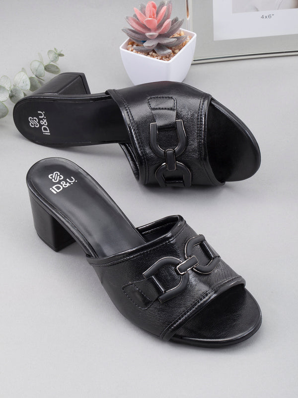 Women's Black Casual Sandals (IU3004)