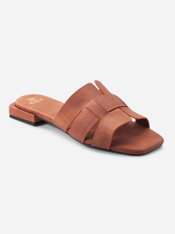 Women's Tan Slide In Sandal (IU4008)