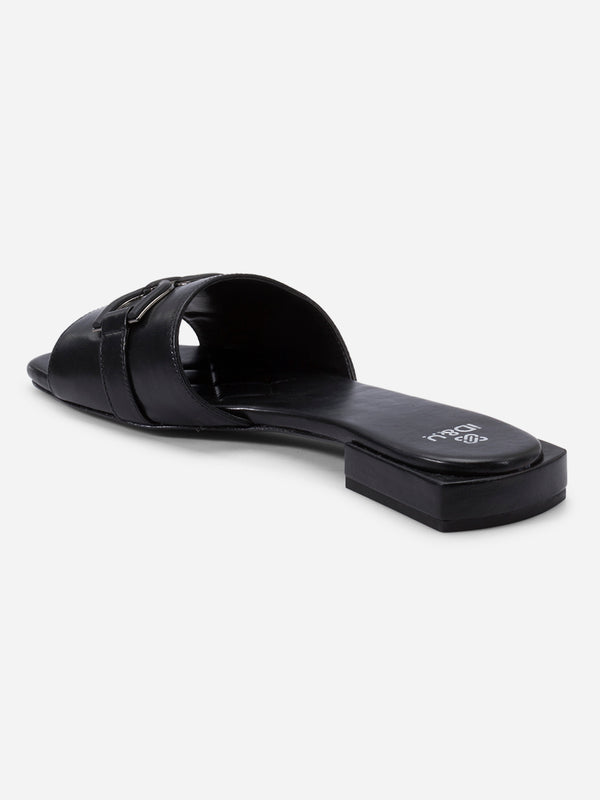 Women's Black Slide In Sandal (IU4009)