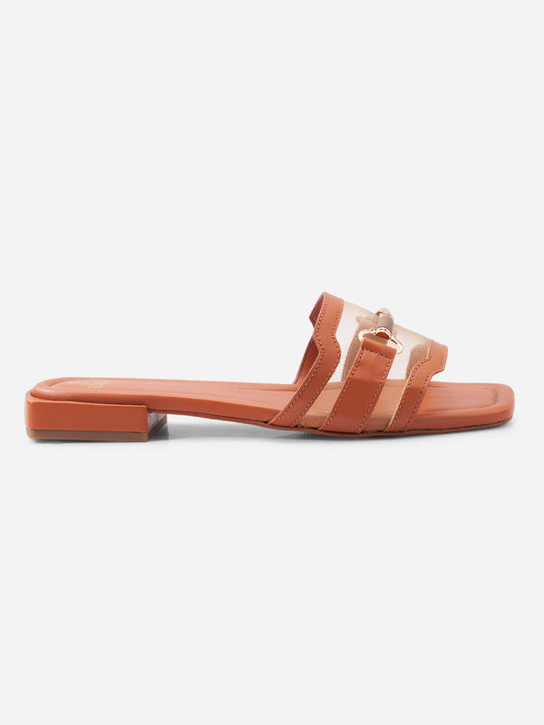 Women's Tan Slide In Sandal (IU4010)
