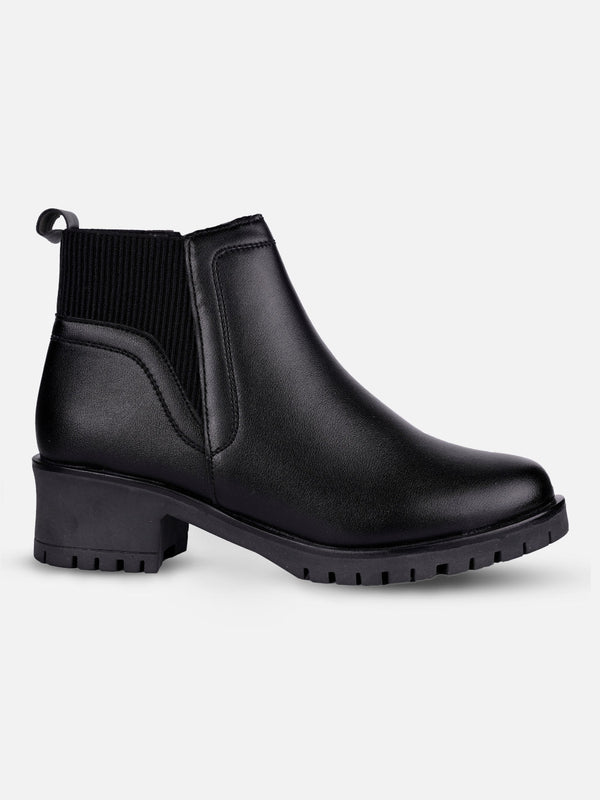 Women's Black Ankle Boots (IU5002)