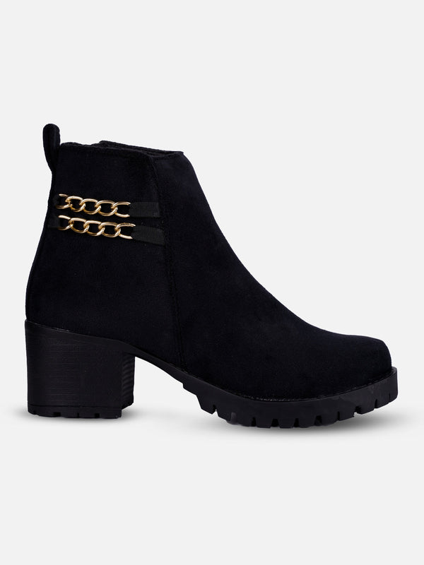 Women's Black Casual Ankle Boots (IU5003)