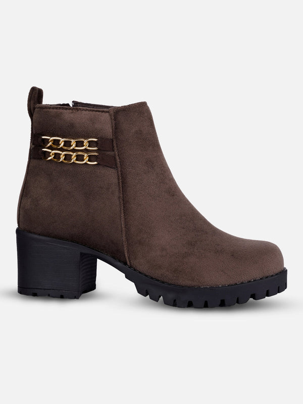 Women's Brown Casual Ankle Boots (IU5003)