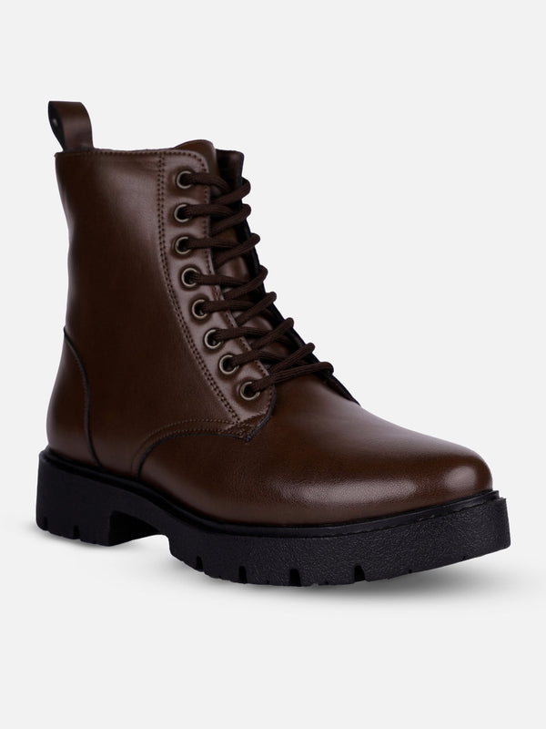 Women's Brown Lace Up Casual Boots (IU5007)