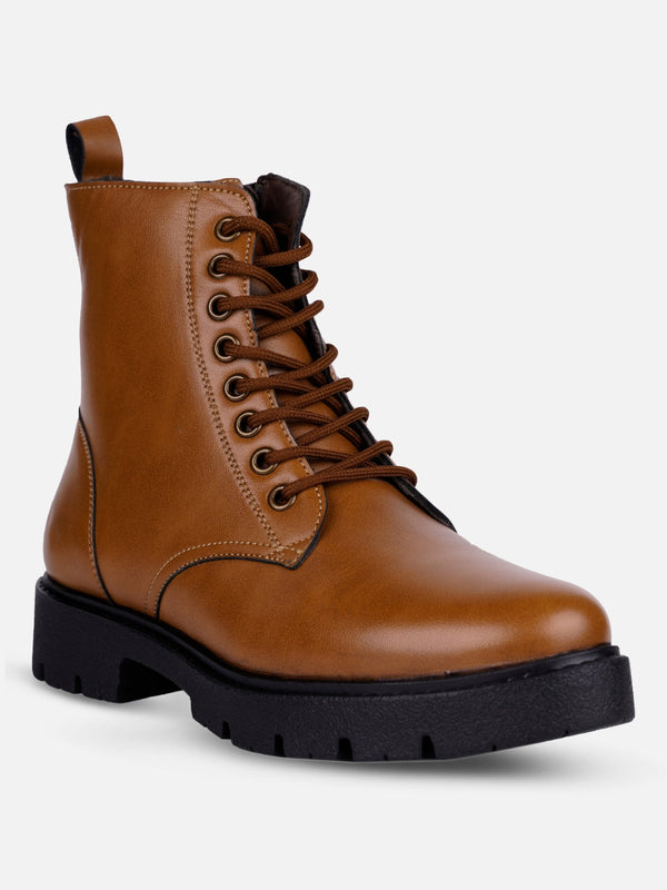 Women's Tan Lace Up Casual Boots (IU5007)