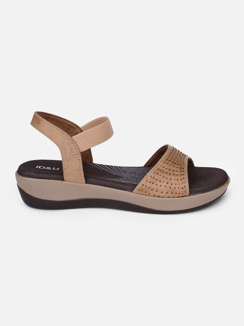 Women's Beige Slingback Strap Sandals (IU6001)