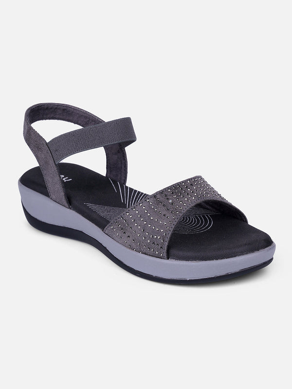 Women's Grey Slingback Strap Sandals (IU6001)