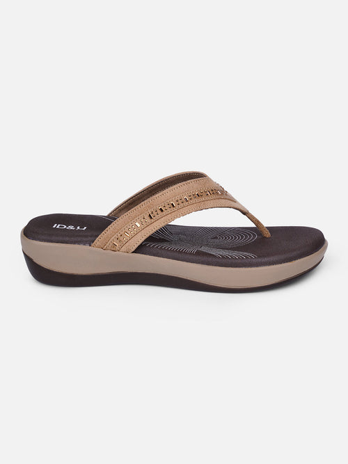 Women's Beige Thong Sandals (IU6004)