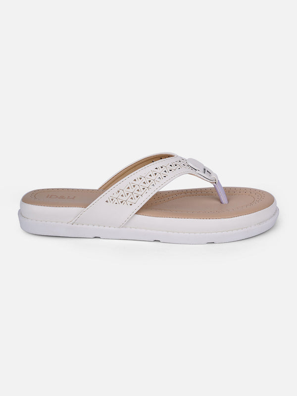 Women's White Thong Sandals (IU6014)