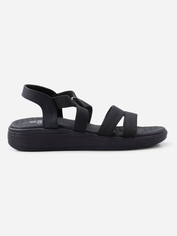 Women's Black Casual Sandals (IU6017)