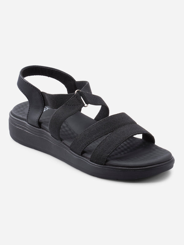 Women's Black Casual Sandals (IU6017)