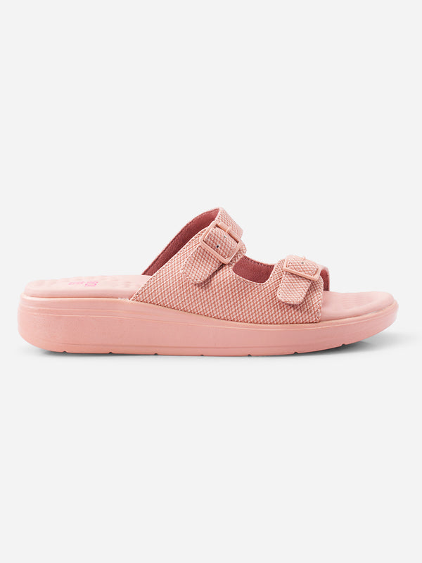 Women's Peach Slipon Sandals (IU6018)