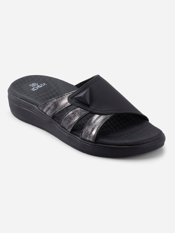 Women's Black Slipon Sandal (IU6021)