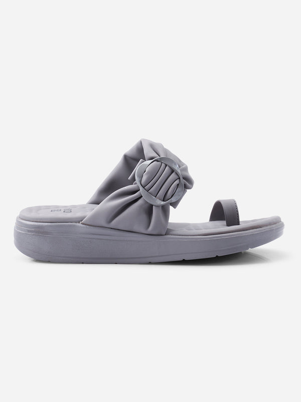 Women's Grey Slipon Sandals (IU6022)