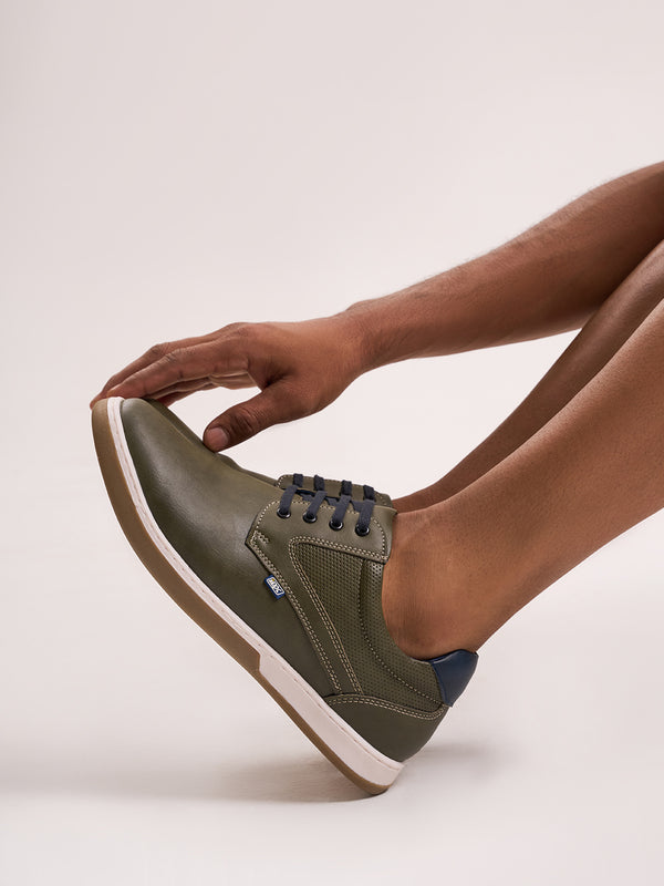 Men's Olive Round Toe Lace Up Casual (IX1017)