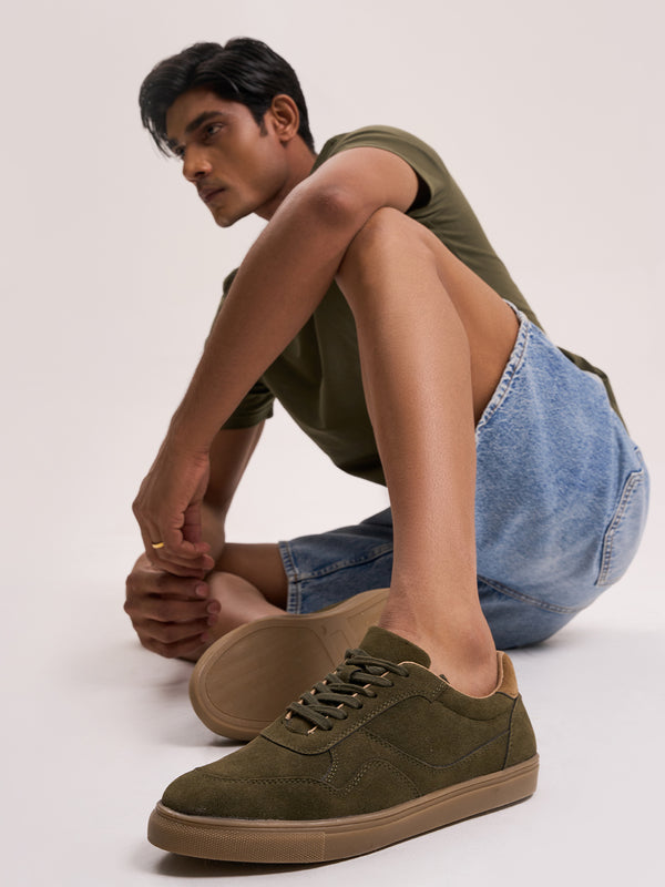 Men's Olive Suede Smart Casual Lace Up (IX2147)