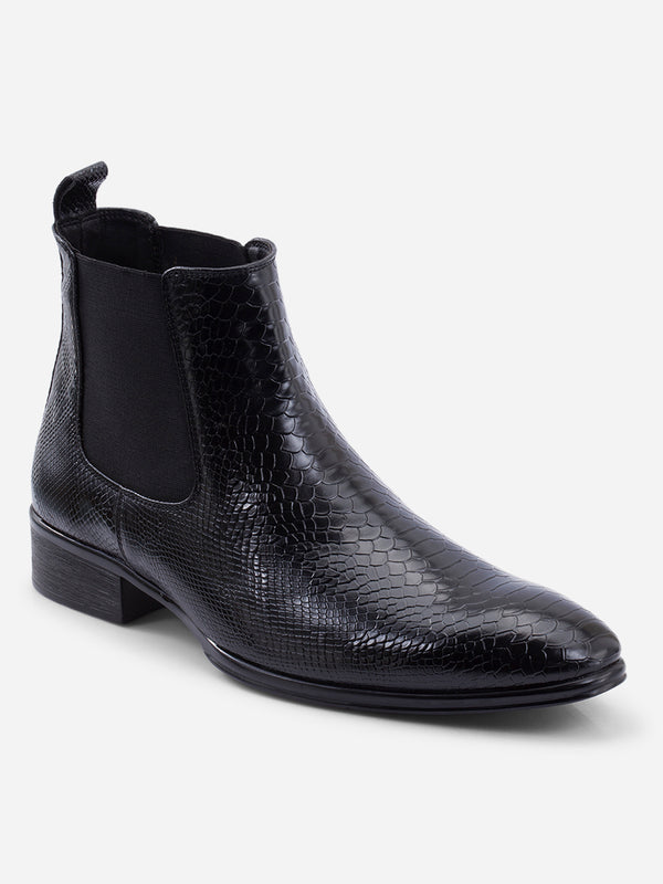 Men's Black Formal Ankle Boots (IX3046)