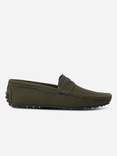 Men's Olive Moc Toe Suede Finish Casual Loafer (IX4109)-Loafers - iD Shoes