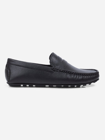 Men's Black Moc Toe Casual Loafer (IX4110)-Loafers - iD Shoes