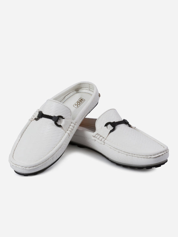 Men's White Moc Toe Buckle Mule (IX4112)